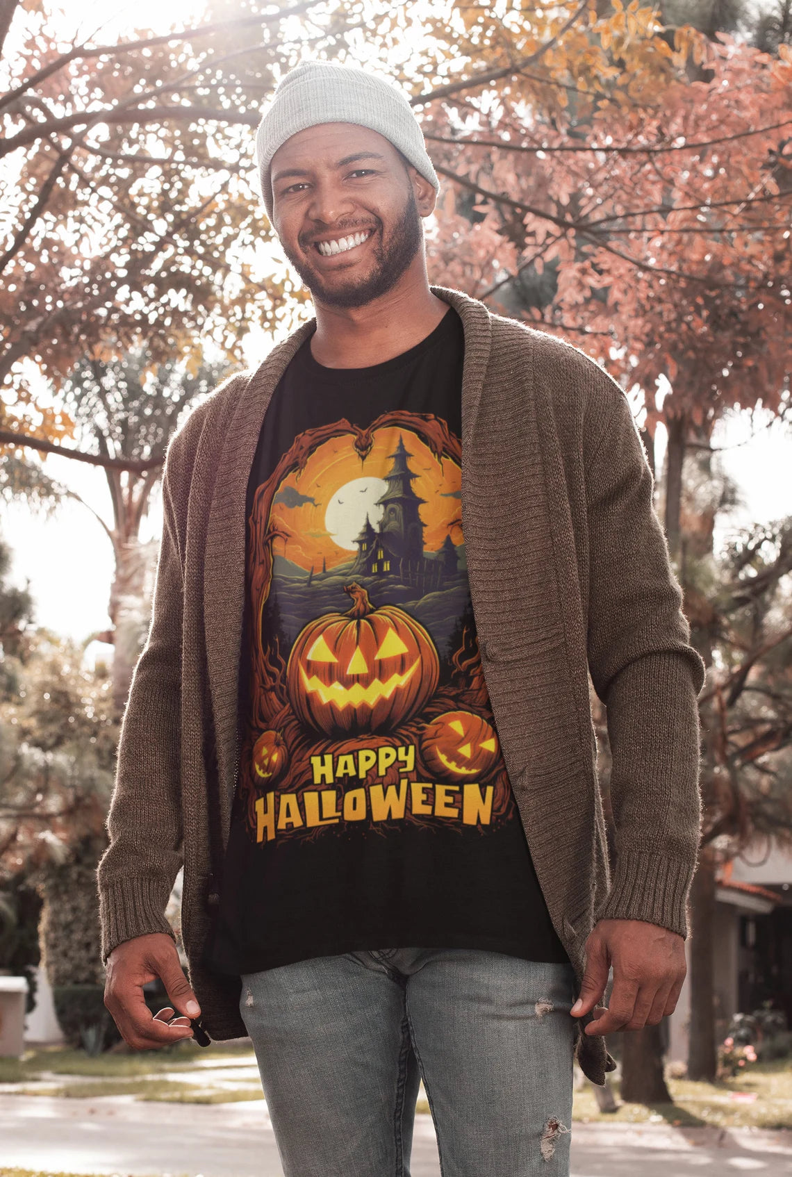 Happy Halloween Pumpkin Shirt | Jack-o-lantern teeshirt | Spooky t-shirt | Horror Clothing | Fall style | Haunted House Fashion