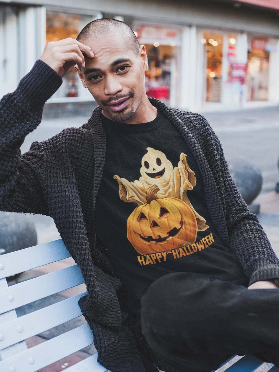Happy Halloween Ghost and Pumpkin Shirt | Jack-o-lantern teeshirt | Spooky t-shirt | Horror Clothing | Fall style