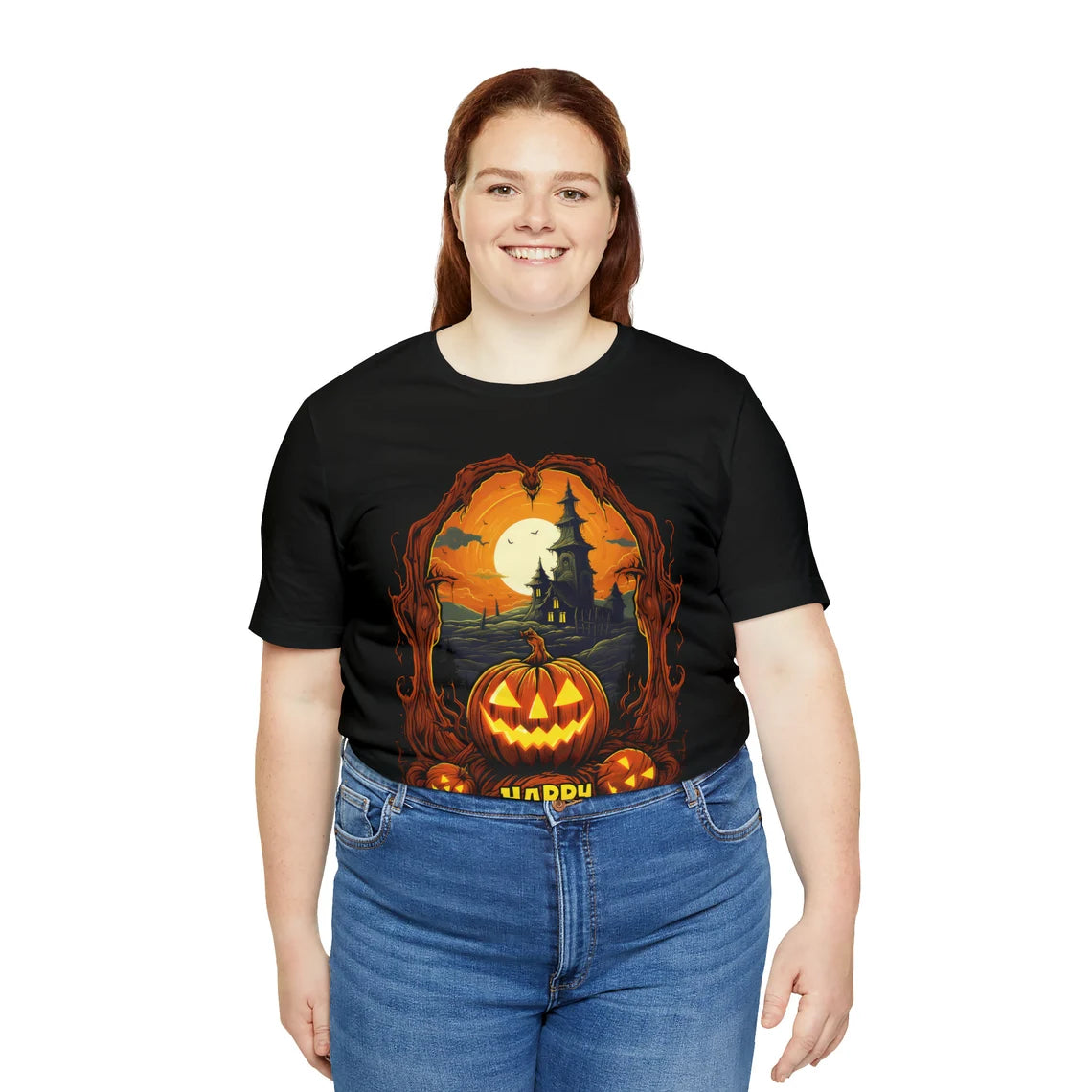Happy Halloween Pumpkin Shirt | Jack-o-lantern teeshirt | Spooky t-shirt | Horror Clothing | Fall style | Haunted House Fashion