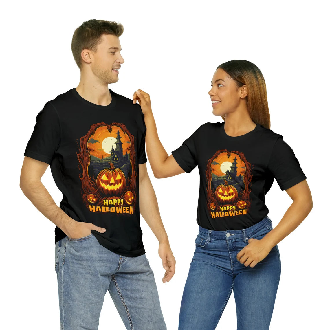 Happy Halloween Pumpkin Shirt | Jack-o-lantern teeshirt | Spooky t-shirt | Horror Clothing | Fall style | Haunted House Fashion