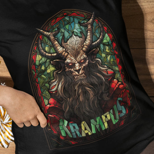 Krampus Stained GlassT-Shirt | Krampus Shirt | Scary Christmas Apparel | tee gift | Gruss Vom Krampus