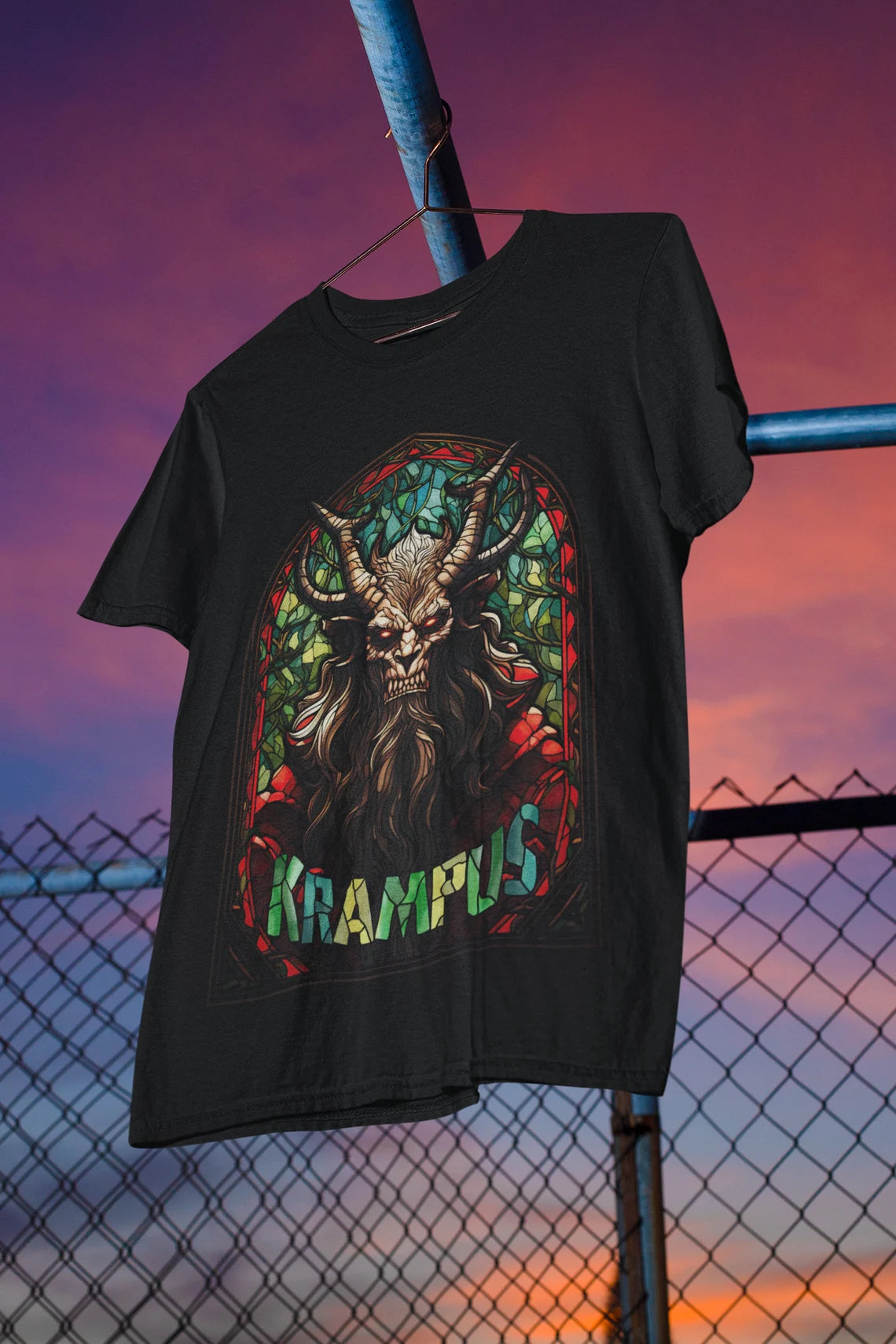 Krampus Stained GlassT-Shirt | Krampus Shirt | Scary Christmas Apparel | tee gift | Gruss Vom Krampus