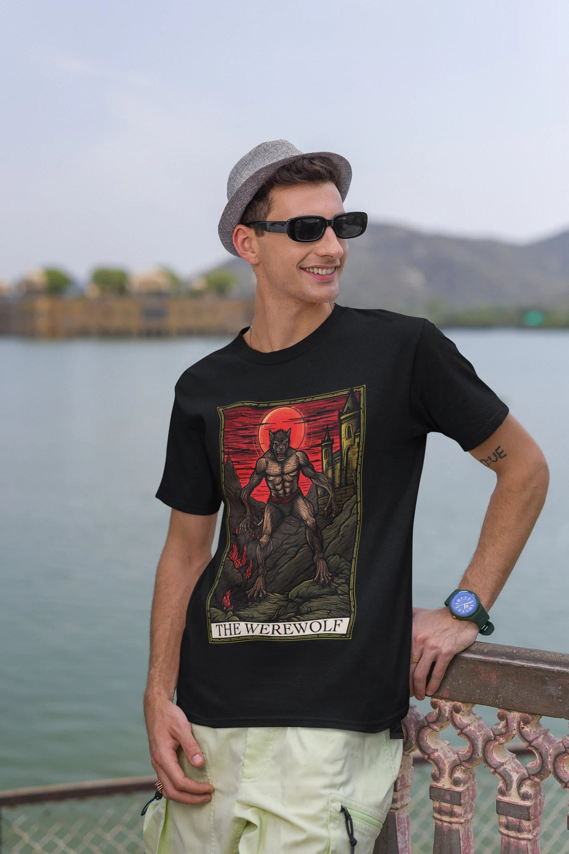 The Werewolf Tarot Card T-Shirt | Wolfman Teeshirt | Classic Monster Tee | Horror Gift | Lycanthrope Shirt