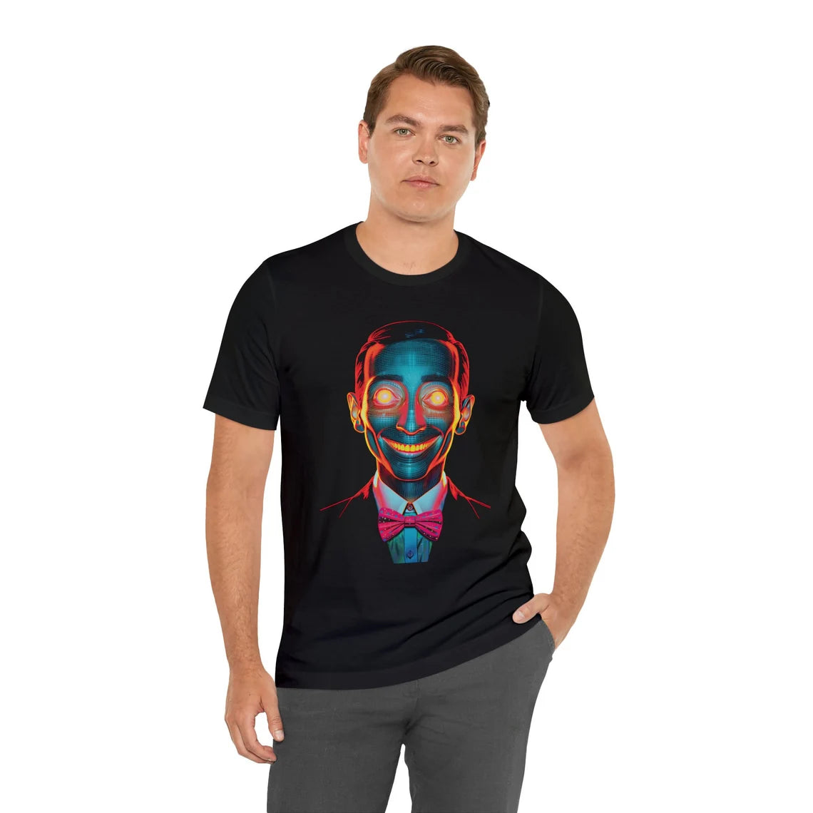Vaporwave Pee Wee Herman Tee | Weirdcore Bowtie Aesthetic |Trippy Alt Clothing | Grunge Clothes | Harajuku Punk | Rave Gear | Psychedelic