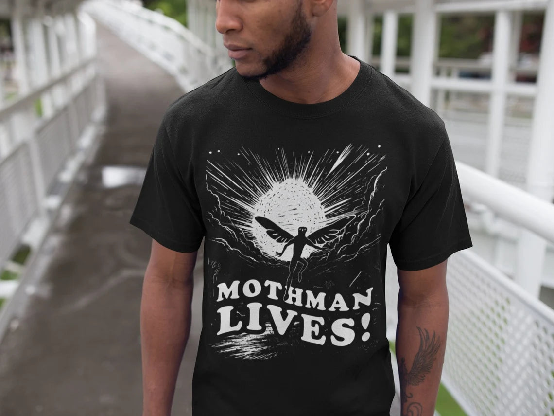 Mothman Lives Shirt | Cryptid TeeShirt | Funny Mothman T-Shirt | Cryptozoology Clothing | Cool Style
