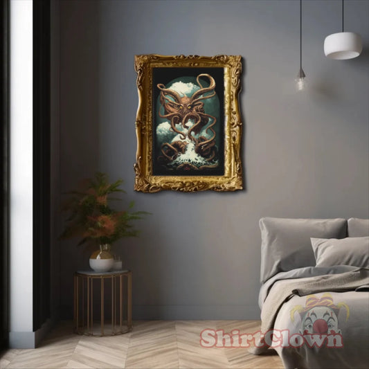 Cthulhu Rises From the Deep Art Print | HP Lovecraft Poster | Cult Monster Wall Art | Horror Gift