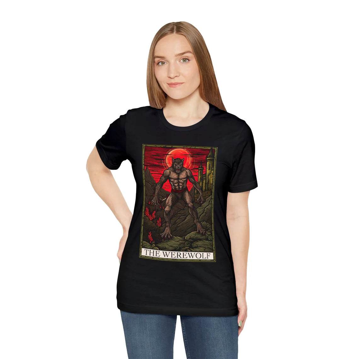 The Werewolf Tarot Card T-Shirt | Wolfman Teeshirt | Classic Monster Tee | Horror Gift | Lycanthrope Shirt