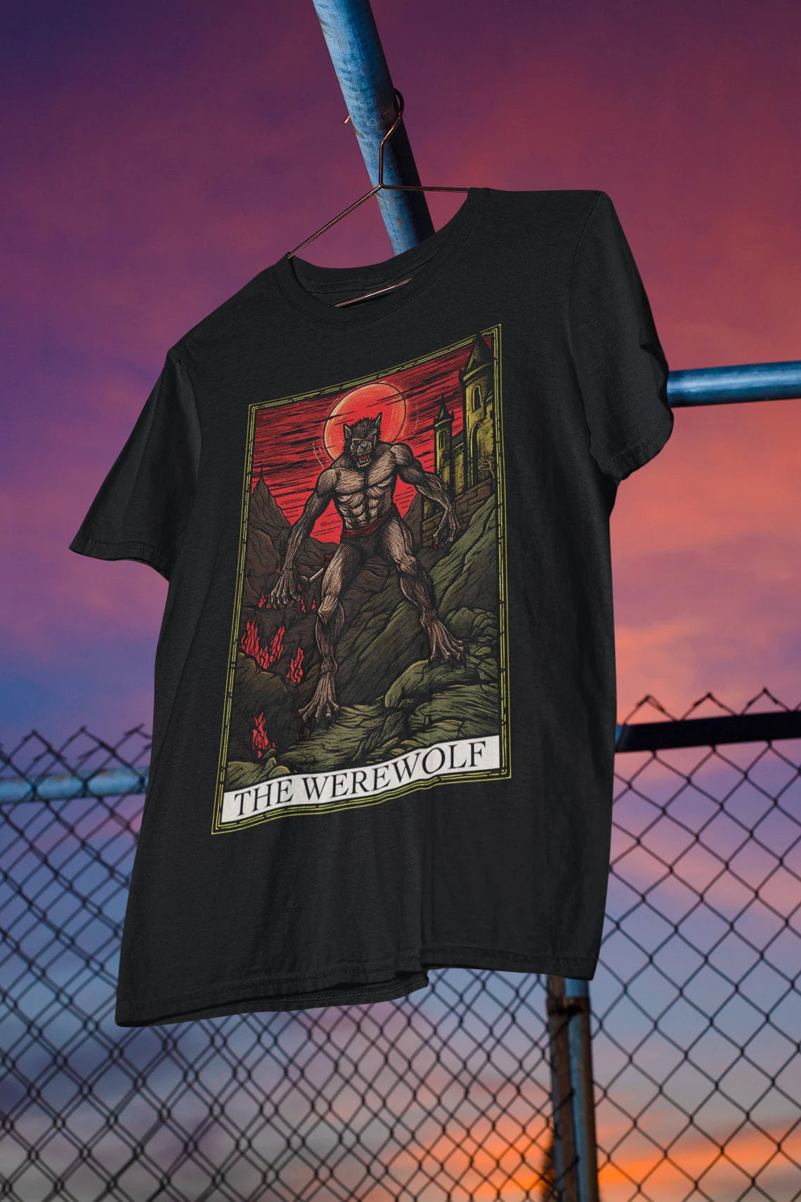 The Werewolf Tarot Card T-Shirt | Wolfman Teeshirt | Classic Monster Tee | Horror Gift | Lycanthrope Shirt