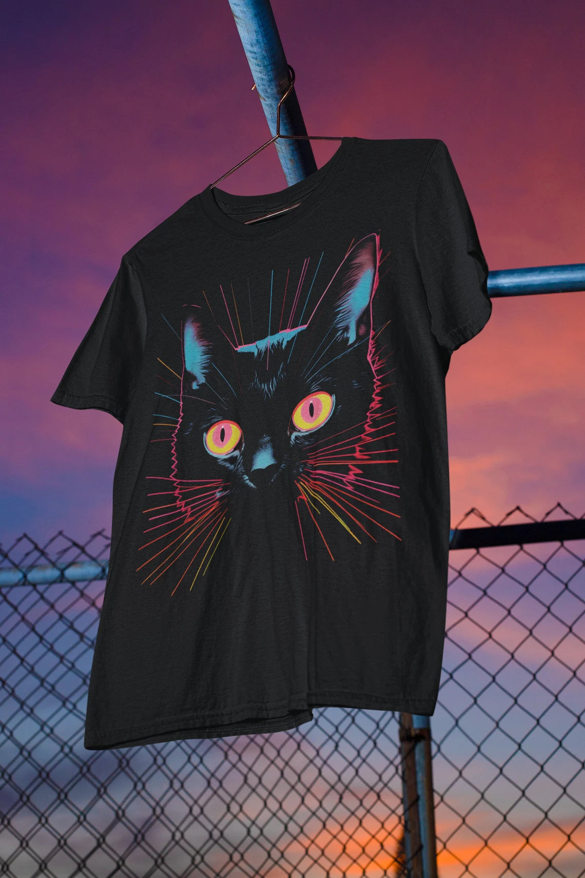 Weirdcore Cat T-Shirt | Vaporwave Cat Aesthetic | Trippy Alt Clothing | Grunge Clothes | Harajuku Punk | Rave Gear | Psychedelic