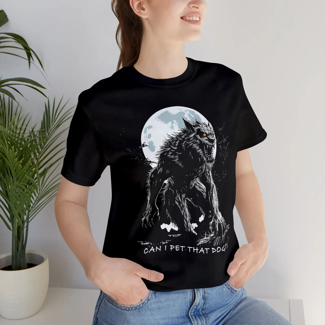 Can I Pet That Dog Werewolf Meme Shirt | MonsterTeeShirt | Funny Wolfman T-Shirt | Horror Clothing | Cool Style