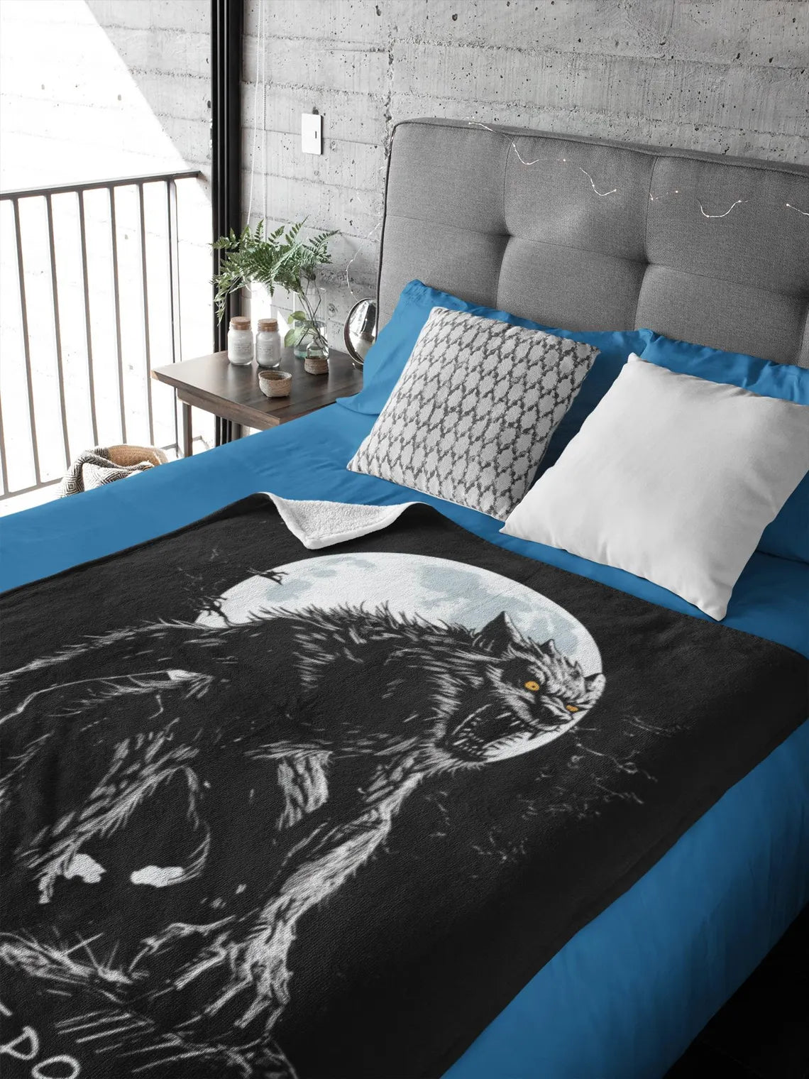 Can I Pet That Dog Werewolf Meme Velveteen Plush Blanket | Monster Blanket | Funny Wolfman Decor | Horror Wolfman | Cool Style