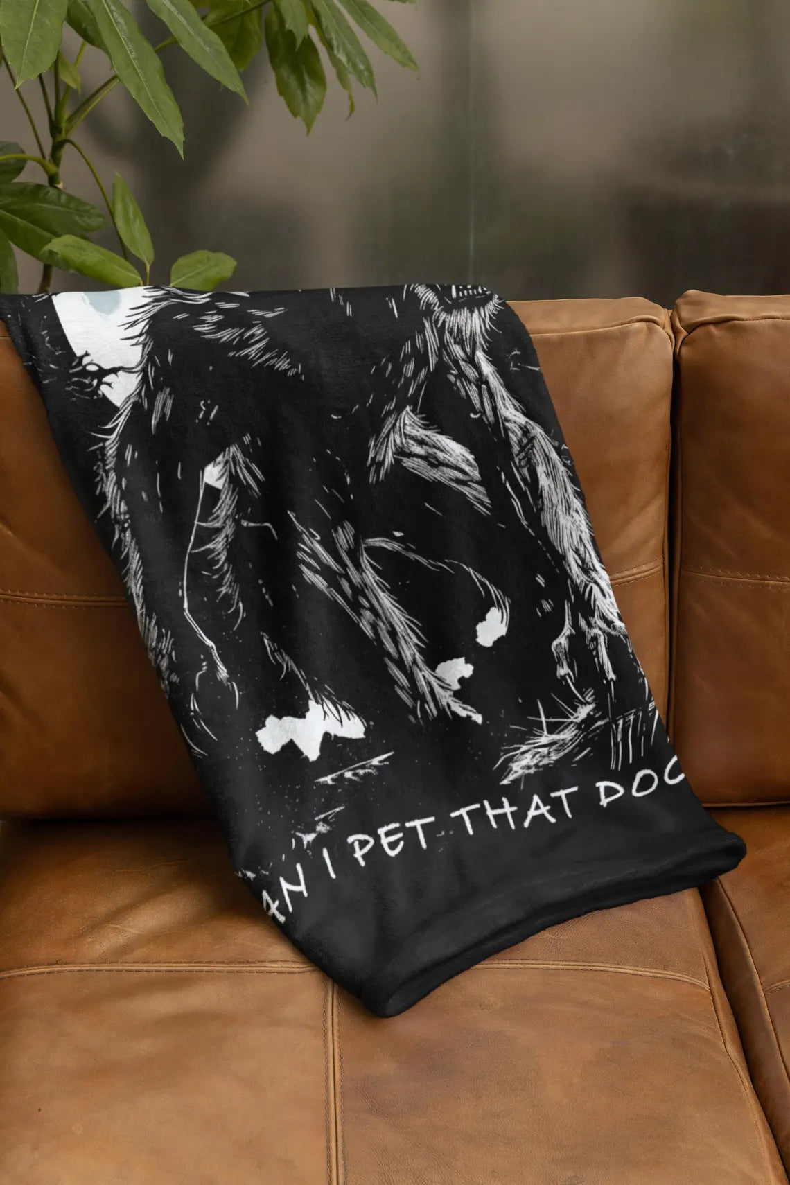 Can I Pet That Dog Werewolf Meme Velveteen Plush Blanket | Monster Blanket | Funny Wolfman Decor | Horror Wolfman | Cool Style