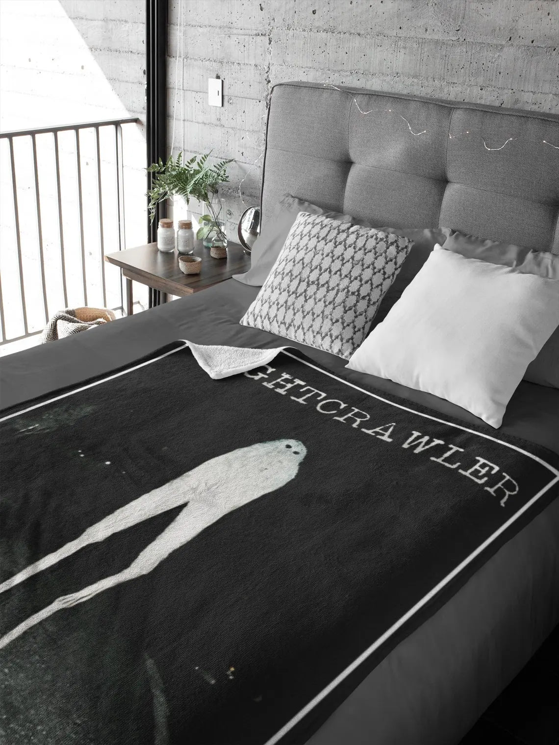 The Fresno Nightcrawler Velveteen Plush Blanket | Night Crawler Throw Blanket | Cryptid Tee Art | Cryptidcore Gift Cryptozoology