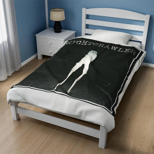 The Fresno Nightcrawler Velveteen Plush Blanket | Night Crawler Throw Blanket | Cryptid Tee Art | Cryptidcore Gift Cryptozoology