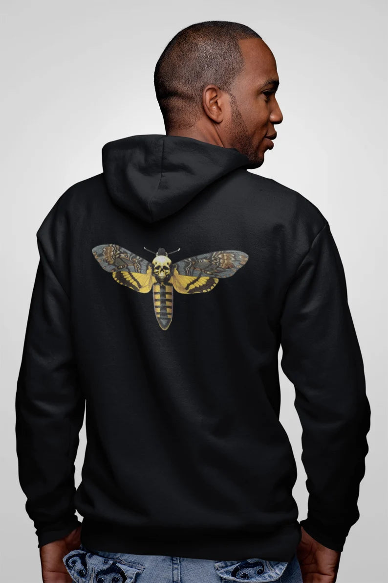 Deaths Head Moth Zip Up Hoodie - Death Head Moth gift hooded sweatshirt deathshead deaths-head hawkmoth Acherontia styx