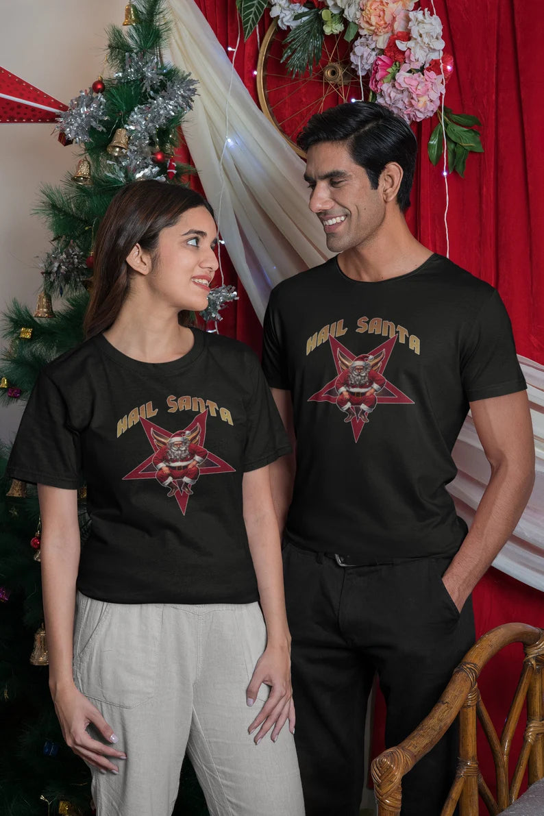 Hail SantaT-Shirt | Funny Christmas Teeshirt | Satanic Xmas Tee | Horror Santa Claus Gift