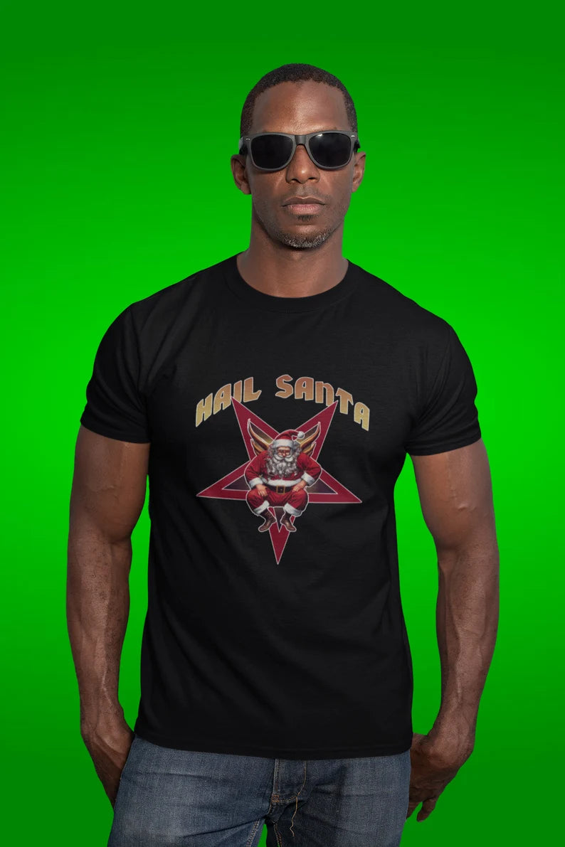 Hail SantaT-Shirt | Funny Christmas Teeshirt | Satanic Xmas Tee | Horror Santa Claus Gift