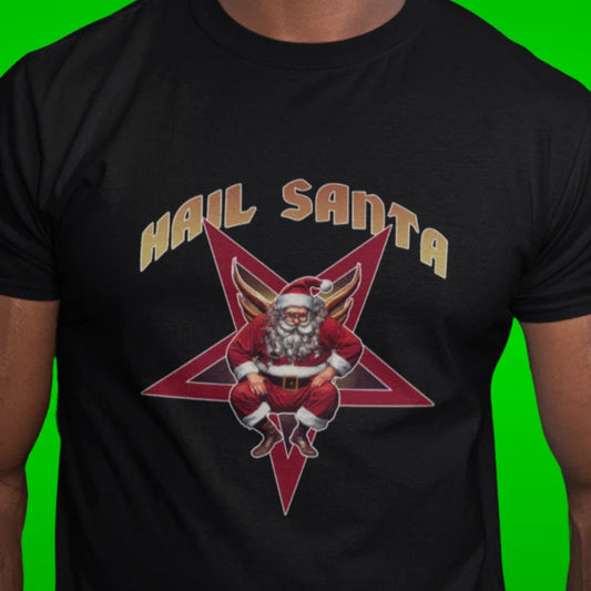 Hail SantaT-Shirt | Funny Christmas Teeshirt | Satanic Xmas Tee | Horror Santa Claus Gift
