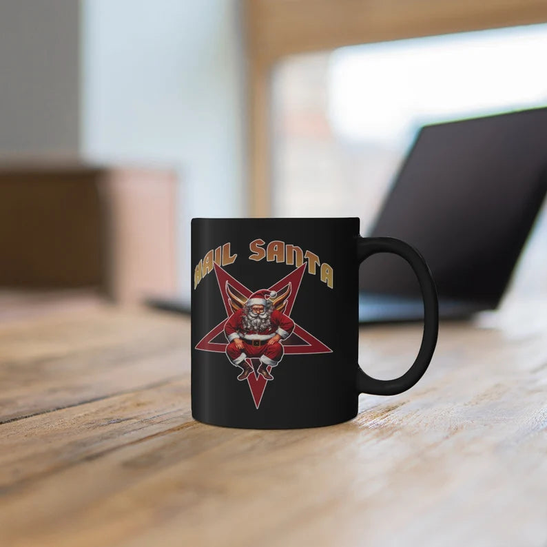 Hail Santa Coffee Mug | Funny Christmas Coffee Cup | Satanic Xmas Gift | Horror Santa Claus