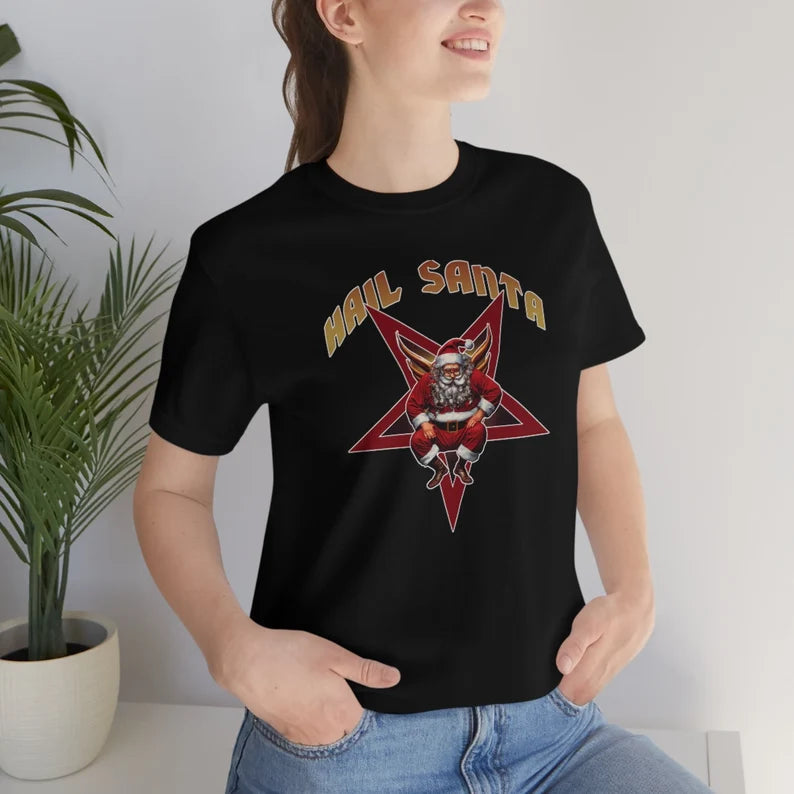Hail SantaT-Shirt | Funny Christmas Teeshirt | Satanic Xmas Tee | Horror Santa Claus Gift