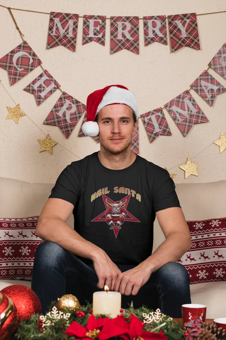 Hail SantaT-Shirt | Funny Christmas Teeshirt | Satanic Xmas Tee | Horror Santa Claus Gift