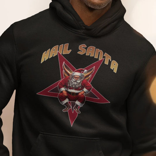 Hail Santa Hoodies | Funny Christmas Hooded Sweatshirt | Satanic Xmas | Horror Santa Claus Gift