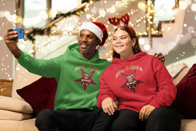 Hail Santa Hoodies | Funny Christmas Hooded Sweatshirt | Satanic Xmas | Horror Santa Claus Gift
