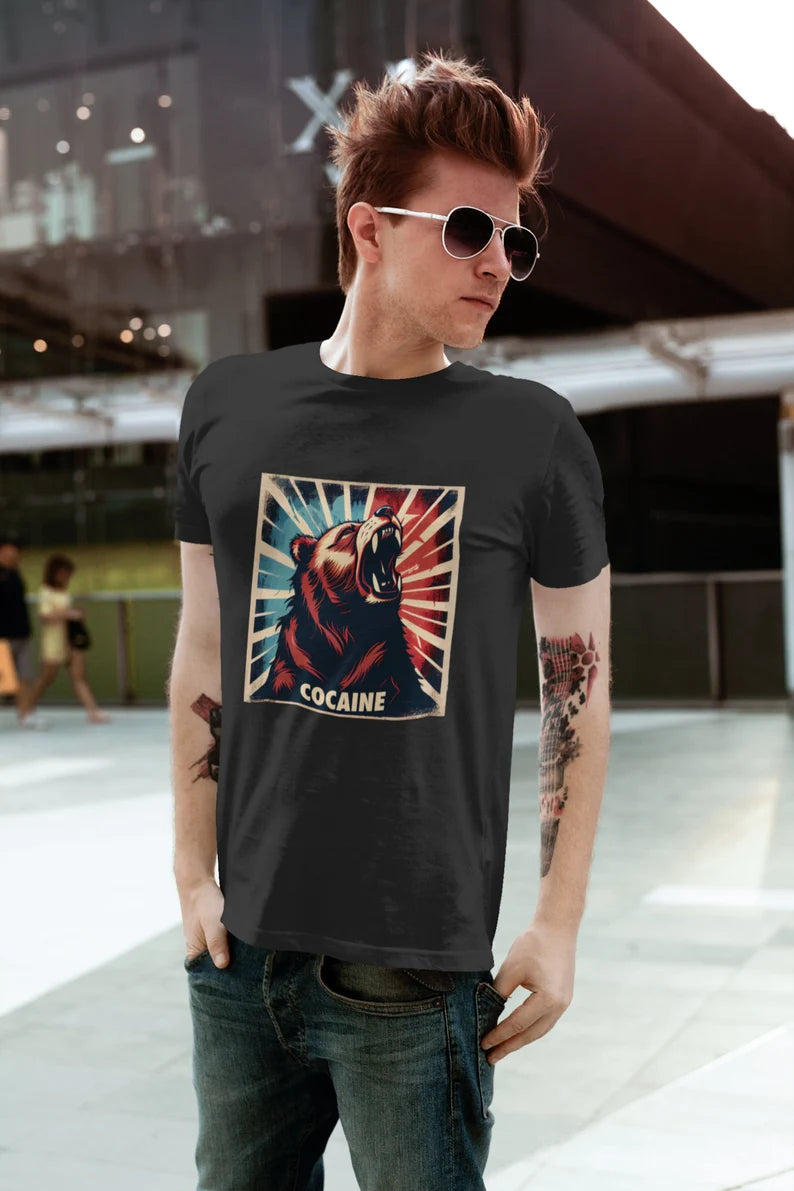 Cocaine Bear T-Shirt | Funny Meme Teeshirt | Drug Humor Tee Shirt Clothing