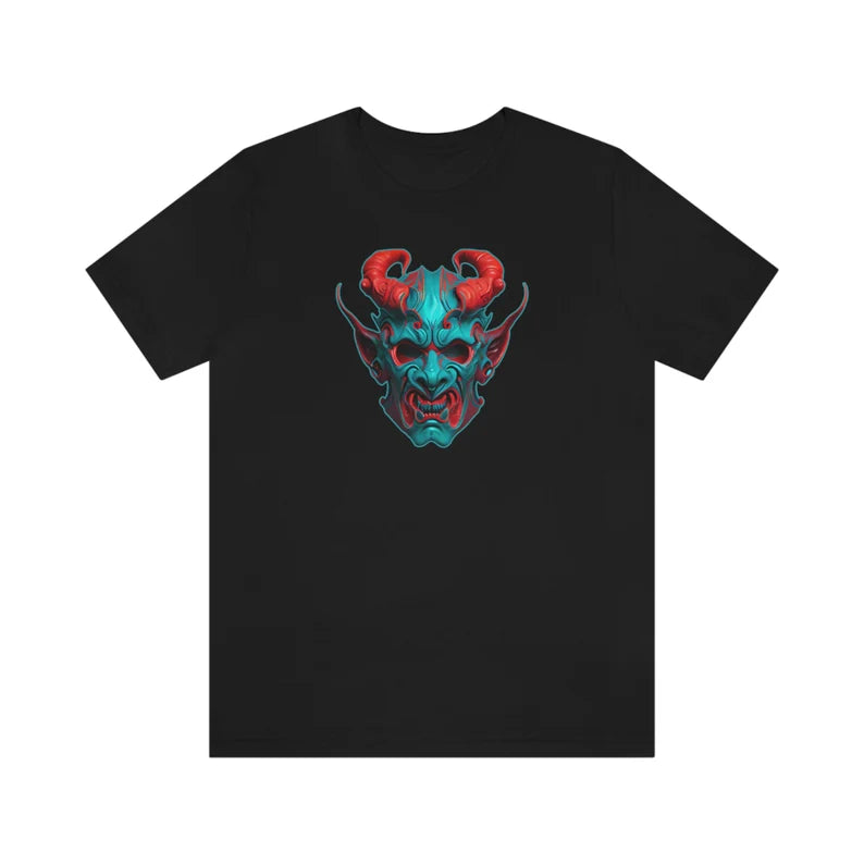 Oni Devil Mask Tshirt | Japanese Devil Tee Shirt | Cyberpunk Fashion | Vaporwave Style