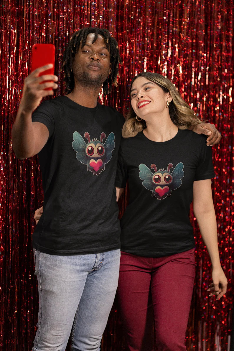Mothman Valentine's Day T-Shirt | Kawaii Moth Man Teeshirt | Cute Cryptid Love Tee Shirt | Cryptozoology Gift Clothing