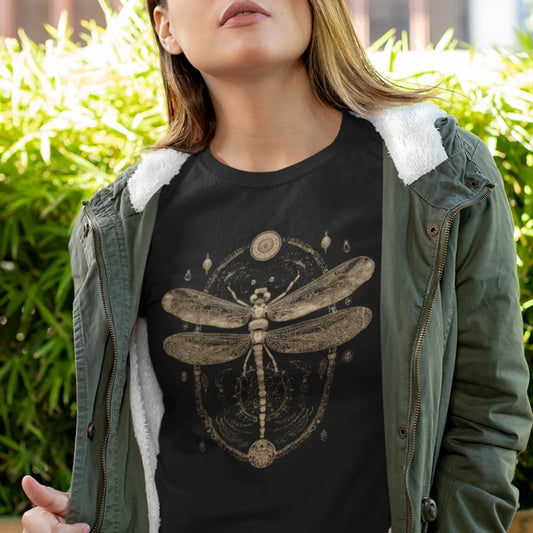 Dragonfly Design T-Shirt | Insect Teeshirt | Goth Shirt | Pagan Clothing | Witch Occult Gift | Vintage Style Fashion