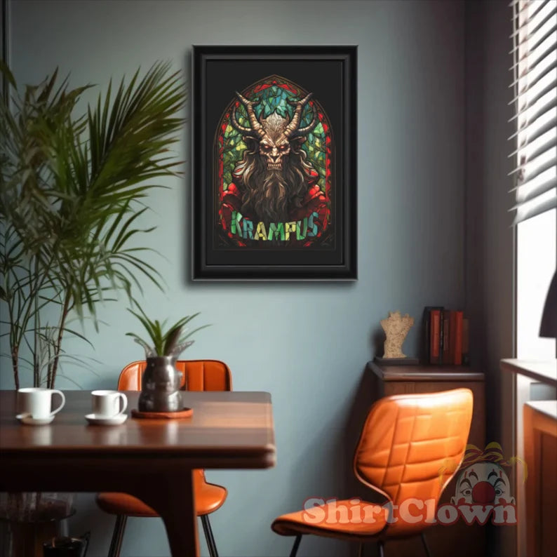 Krampus Stained Glass Poster | Krampus Art | Scary Christmas Decor | Krampus gift | Gruss Vom Krampus