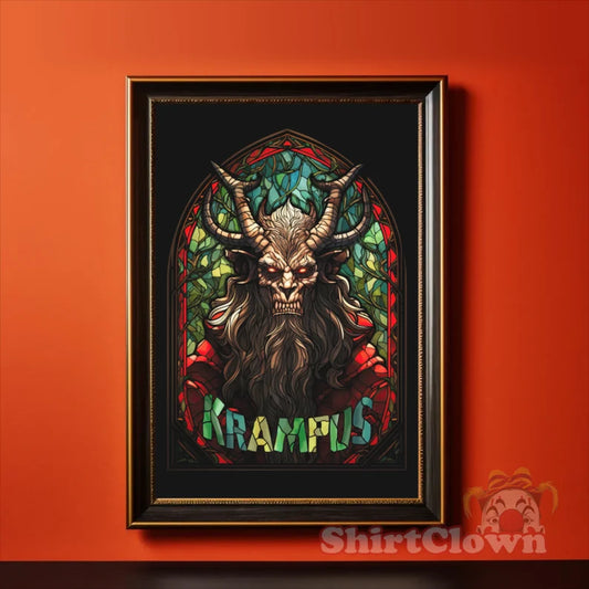 Krampus Stained Glass Poster | Krampus Art | Scary Christmas Decor | Krampus gift | Gruss Vom Krampus