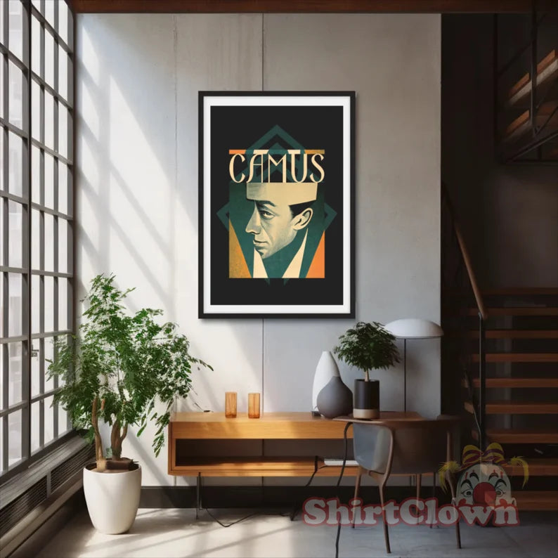 Albert Camus Art Deco Art Print gift poet artwork design decor author writer gift for author gift for writer gift for reader