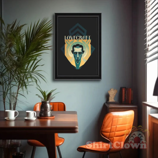 H.P. Lovecraft Art Deco Art Print gift poet artwork design decor author writer gift for author gift for writer gift teeshirt