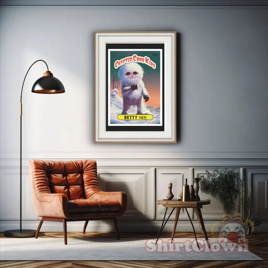 Betty Yeti Trading Card Art Print | Abominable Snowman Cryptid Core Kids Cryptozoology GPK Parody Garbage Pail Poster Gift |rtwork Wall Art
