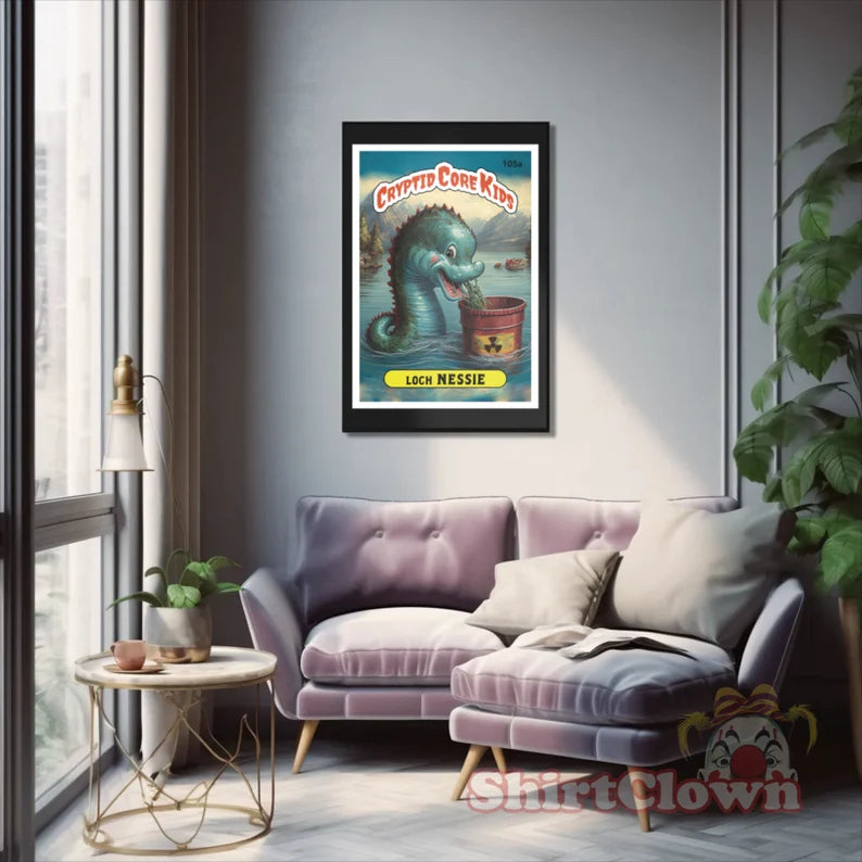 Loch Nessie Trading Card Art Print | Loch Ness Monster | Cryptid Core Kids | Cryptidcore Cryptozoology | GPK Parody  Poster  Decor  Wall Art
