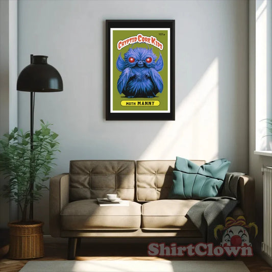 Moth Manny Trading Card Art Print | Moth Man  Cryptid Core Kids   Cryptidcore Cryptozoology  GPK Parody Garbage Pail  Poster  Gift  Wall Art