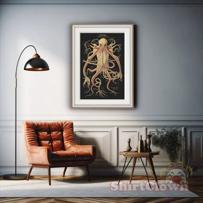 Cthulhu Arcane Anatomy Art Print | HP Lovecraft Poster | Gift | Artwork | Decor | Wall Art | Cult Monster  | Horror
