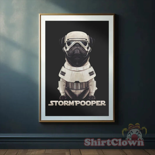 Storm Pooper Art Print | Pug Stormtrooper Parody Poster | Wall Art | Gift