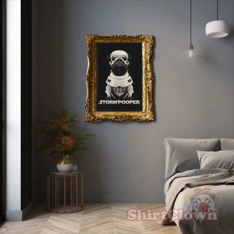 Storm Pooper Art Print | Pug Stormtrooper Parody Poster | Wall Art | Gift