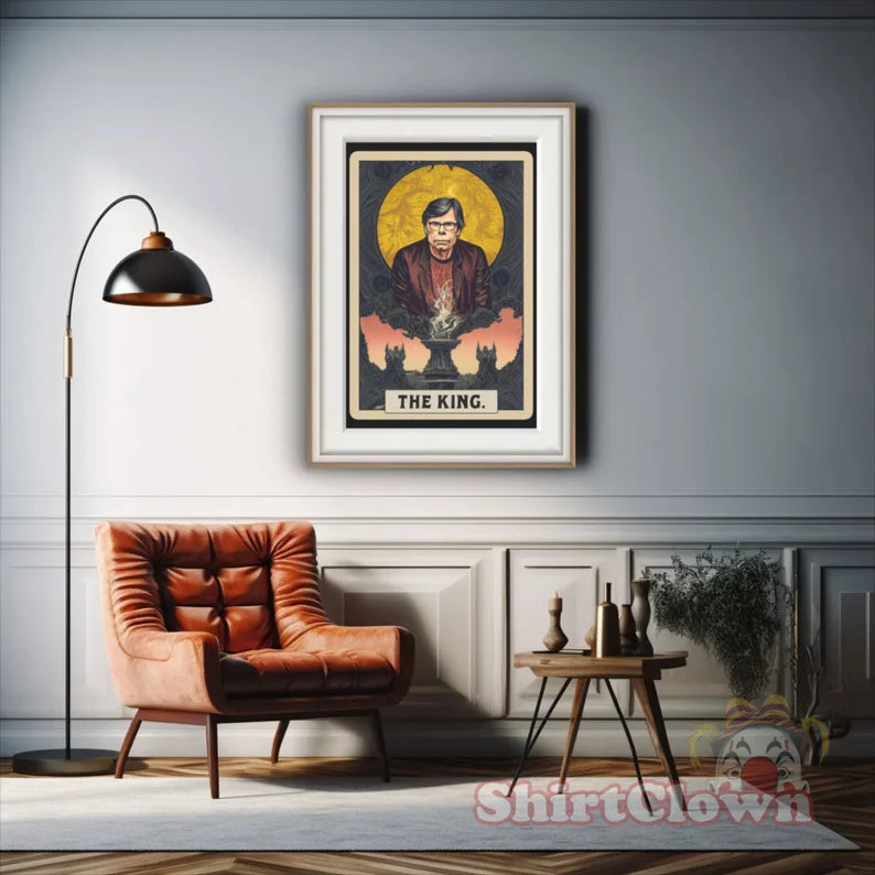 Stephen King Tarot Card Art Print | The King Tarot Poster | Horror Wall Art | Author Writer Reader Gift Decor