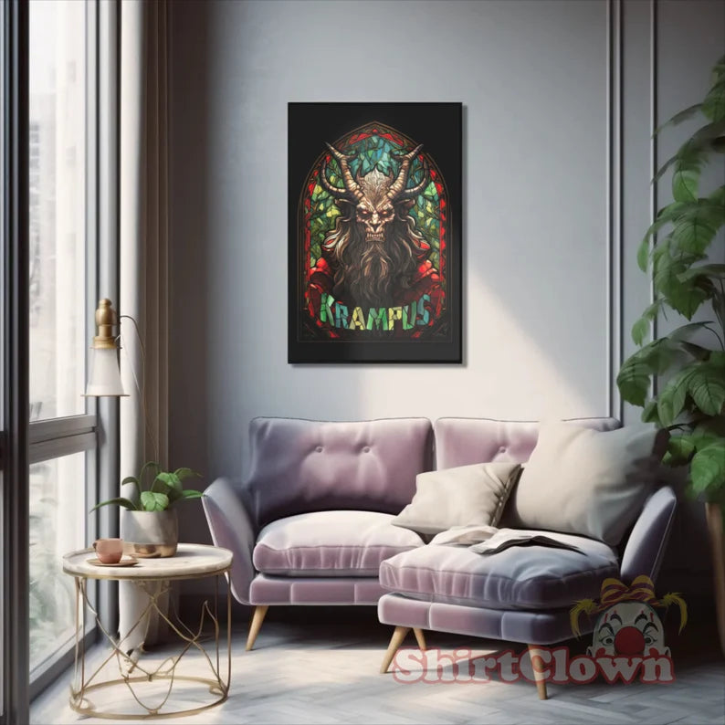 Krampus Stained Glass Poster | Krampus Art | Scary Christmas Decor | Krampus gift | Gruss Vom Krampus
