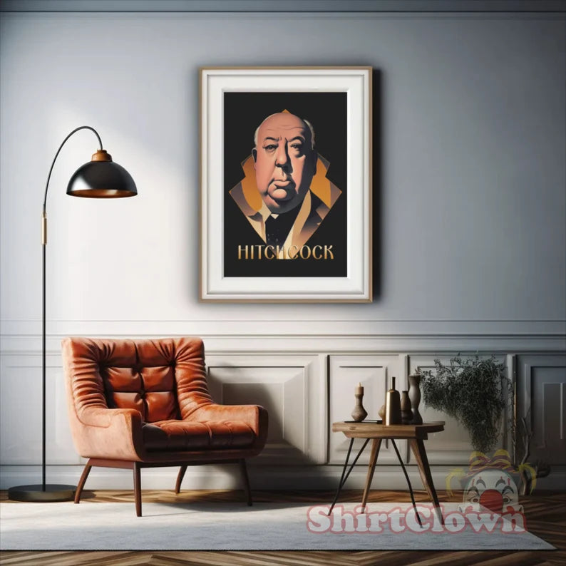 Alfred Hitchcock Art Deco Art Print gift director artwork design decor filmmaker gift film gift for film lover