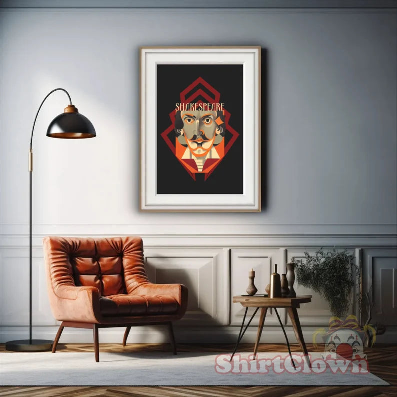William Shakespeare Art Deco Art Print gift poet artwork design decor author writer gift for author gift for writer gift for reader