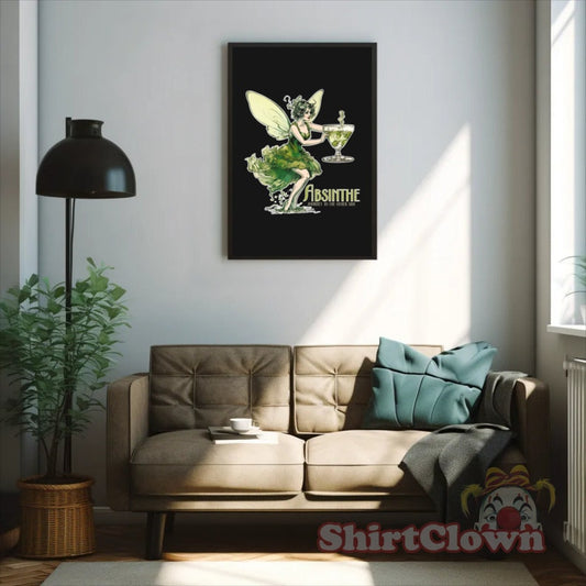 Absinthe Green Fairy Art Print | Teeshirt | Goth Poster | Cottagecore Gift | Artwork | Decor | Wall Art