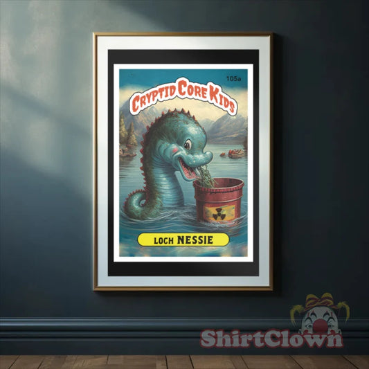 Loch Nessie Trading Card Art Print | Loch Ness Monster | Cryptid Core Kids | Cryptidcore Cryptozoology | GPK Parody  Poster  Decor  Wall Art