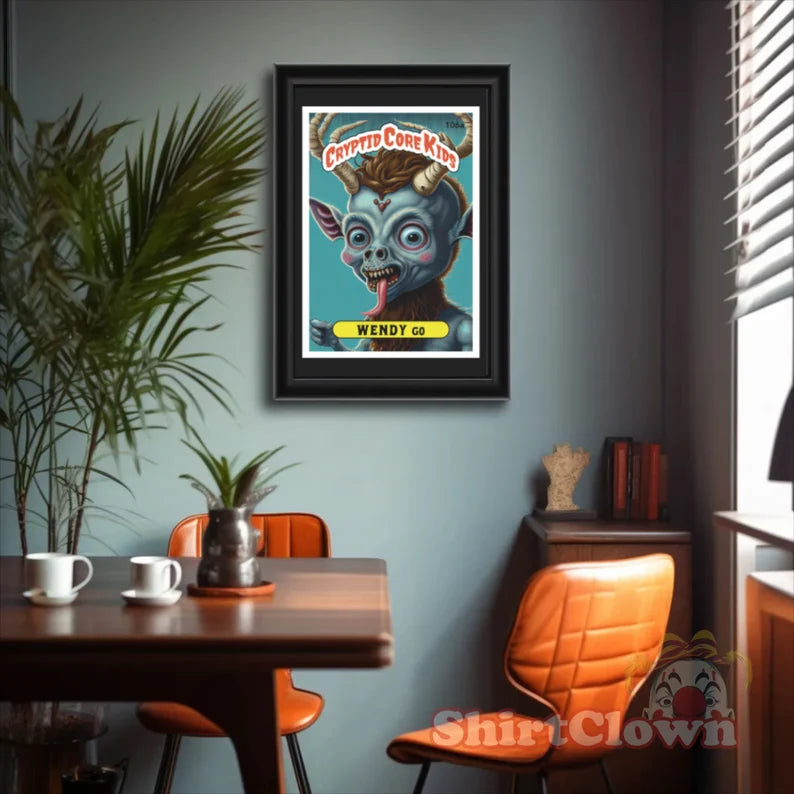 Wendigo Trading Card Art Print Wendy Go   Cryptid Core Kids  |Cryptidcore Cryptozoology  GPK Parody  Poster  Gift  Artwork  Decor  Wall Art