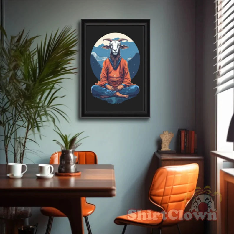 Meditating Goat Art Print | Goat Meditation Poster | Spiritual Yoga Wall Art |  hip style | enlightened decor