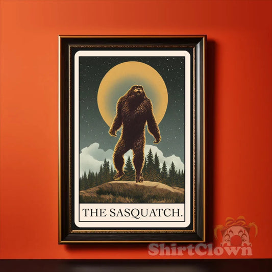 Sasquatch Tarot Card Art Print | cryptid poster cryptozoology wall art Bigfoot gift